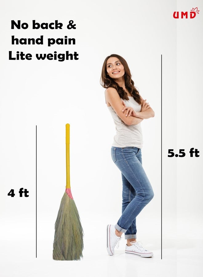 UMD 6 Finger Dustfree Natural Grass Broom, No backpain Broom, Jadoo Marne wala, jaduu dusting Sweeping Floor Cleaning Pack of 1 - Image 2